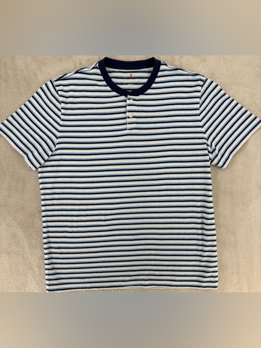 J.Crew Men's Striped Henley T-Shirt Relaxed Fit Size Large Casual Preppy